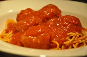Meatballs with Red Sauce and Pasta